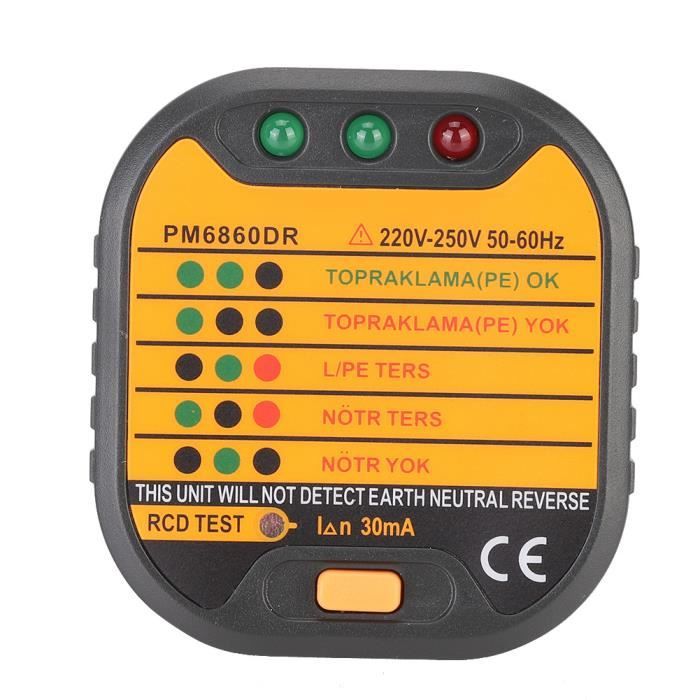 Testeur De Prise LCD - Vérification Sécurité électrique, Facile à Utiliser