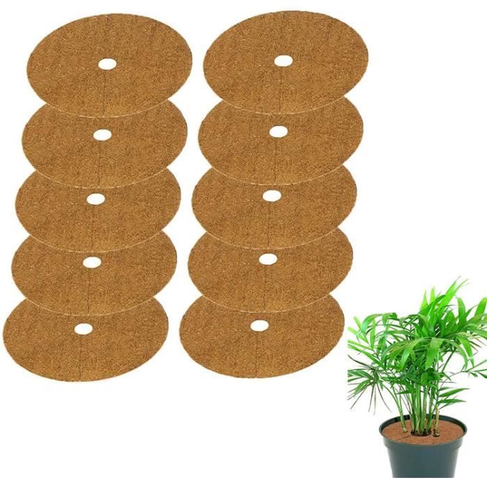Lot De 8 Disques Paillage Fibre De Coco 30 Cm - Protection Plantes Contre Froid Et Mauvaises Herbes, Isolation Thermique, Marron - 1