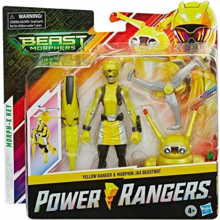 Hasbro Power Rangers Beast Morphers Figurines Ranger Jaune Morphin Jax Beastbot - vue 10