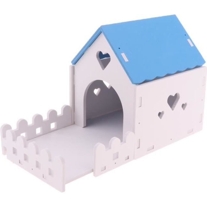 cabane lapin maison de bois pour hamster jouet de hamster en bois 27x13x17cm bleu foncé segolike