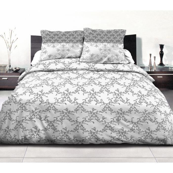 Parure De Lit 140x190 Noir Et Blanc Parure De Lit 4 Pieces Frise Gris 100 Coton 57 Fils 2 Personnes