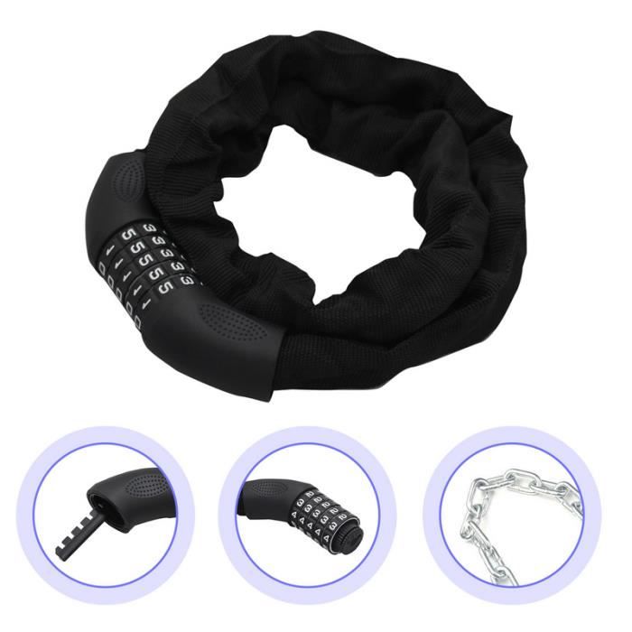 Cadenas Flexible Antivol Pour Vélo, Moto, Trottinette - Câble Acier Renforcé Avec Serrure - 3