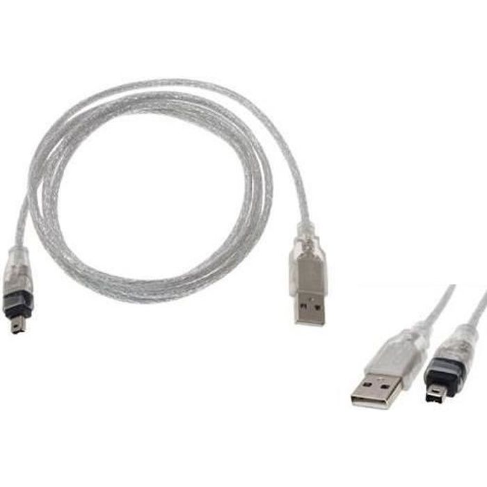 Cordon USB Mâle vers FIREWIRE IEEE1394a MALE avec fiche "mini" Firewire