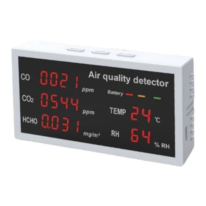 Moniteur De Qualité De L'air Intérieur 5 En 1, Testeur Intelligent Portable De Qualite De Air Pour Co2 Covt Hcho Temperature Hum Noir 99358974
