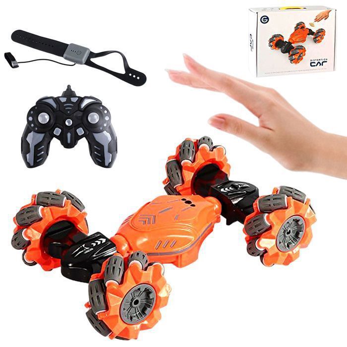 Voiture Télécommandée KITYTETY tout-terrain LED,Voiture Enfants Geste Induction,Rotation à 360°,Musique RC Auto Jouet pour Enfants