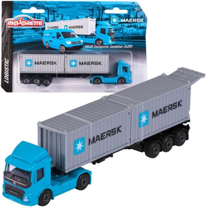 Camion porte-conteneurs Maersk - MAJORETTE - Jouet pour enfant - Roues mobiles - Portes arrière ouvrantes