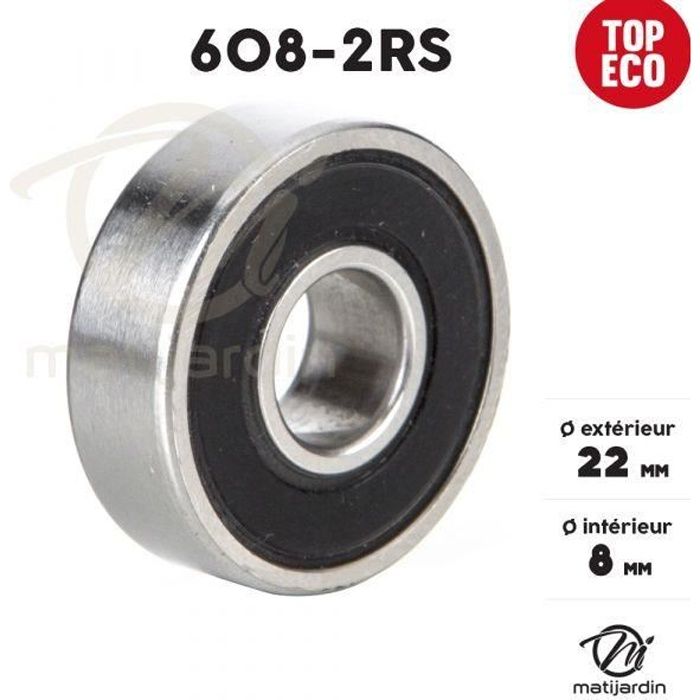 Lot De 8 Roulements à Billes 608 2RS – Dimensions 8x22x7 Mm, Joints Caoutchouc, Pour Moteurs Et Petits Mécanismes