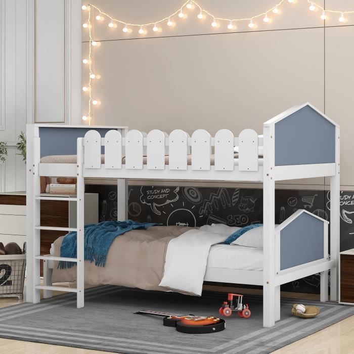 Lit Mezzanine Homestyle4u Avec 2 Matelas 90x200 Et 140x200 – Tiroir Et Lattes