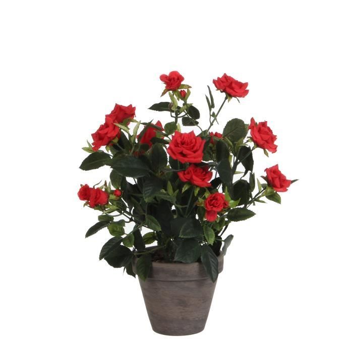 Mica Decorations Rosier Plantes artificielles en Pot de Fleur - H33 x Ø25 cm - Rouge