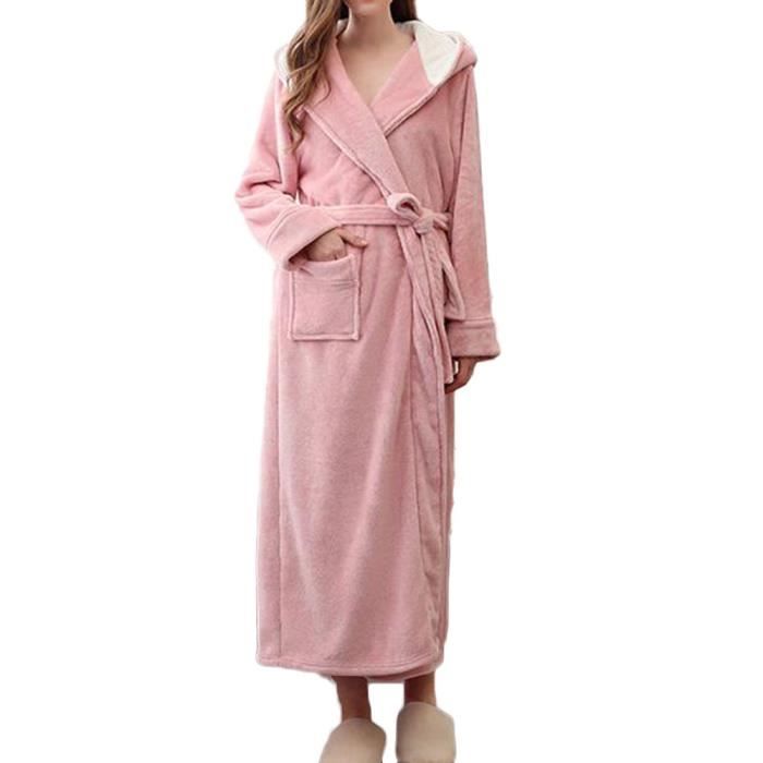 Longue Peignoir Capuche Hiver pais Chaud Confortable Peignoir