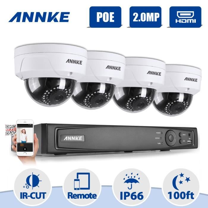 ANNKE video surveillance extérieur filaire 4CH NVR POE 1080P+4 caméra