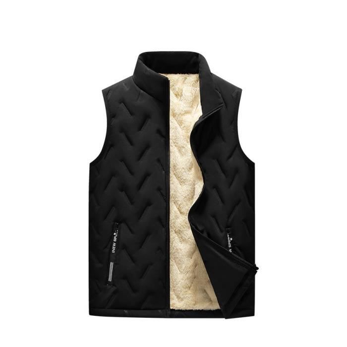 Doudoune sans Manches Homme Double Polaire Col Montant Zippee Noir Noir Cdiscount Pret a Porter