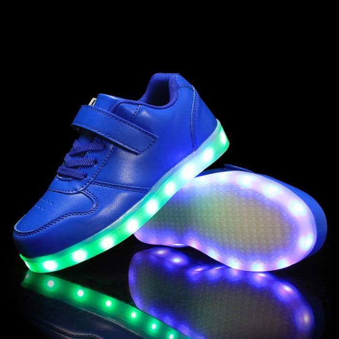 Chaussures led enfants Lumineuse Bleu Garcons Fille USB Charge Eclairage LED Mode Colore Glow Chaussure Bleu Cdiscount Chaussures