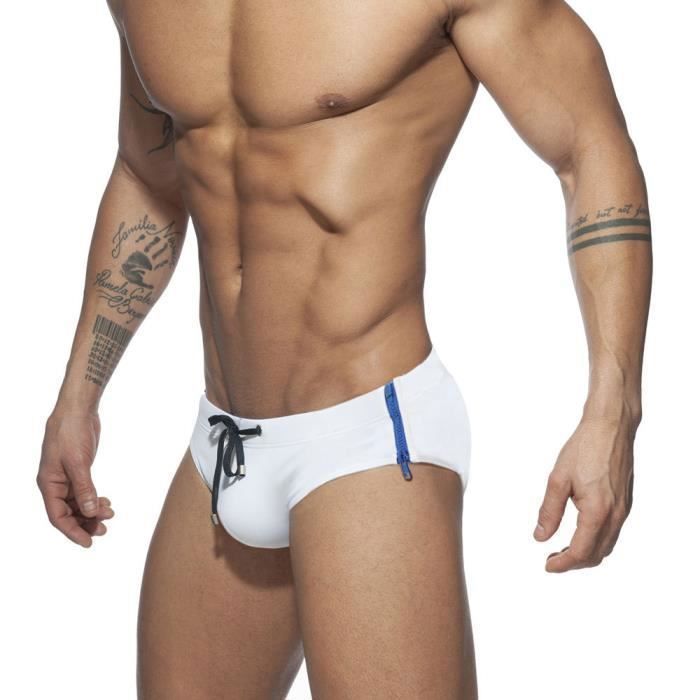 Slip de Bain Homme Maillot de Bain Avec Zippe Séchage Rapide Pour