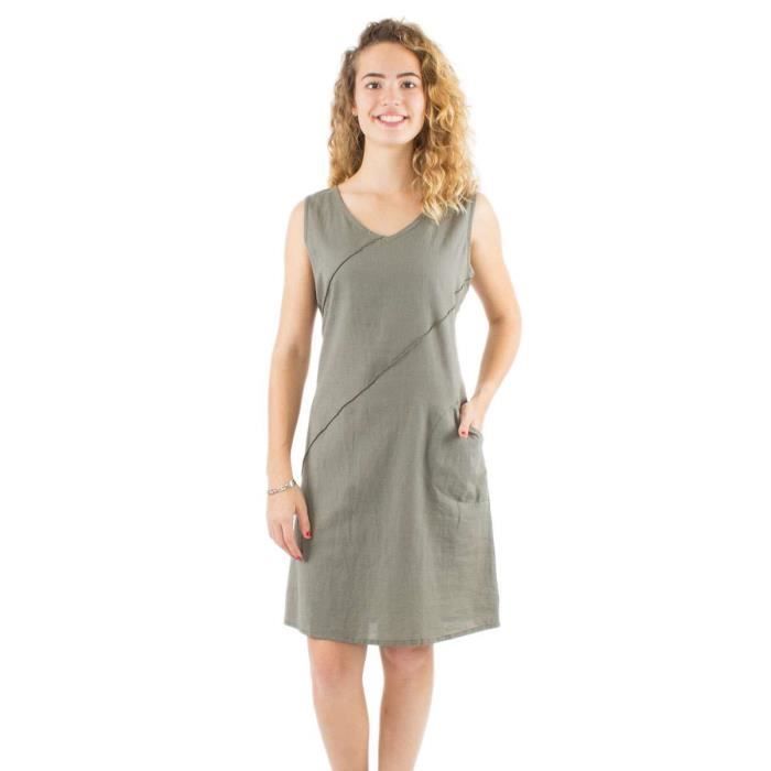 Robe Courte Lady Captain Beige Imprimé - Taille 40 - Coton Léger - Manches 3/4 - Occasion Très Bon état