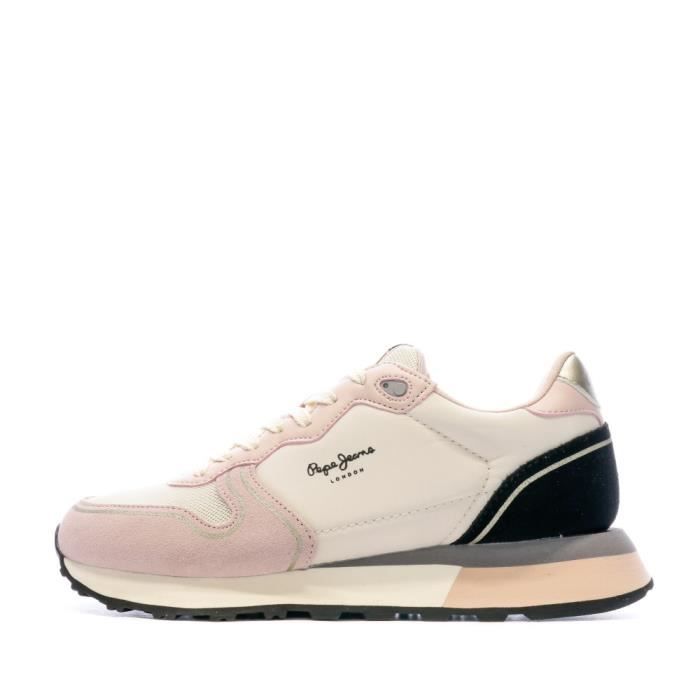 Baskets Roses Femme Pepe Jeans Dover Chaussures basses Tige textile et synthetique Fermeture par lacets Pink Cdiscount Chaussures