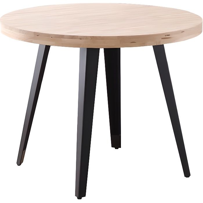 Table ronde extensible DUNA - 4 à 6 personnes - Décor chêne - L110 x  P110/152 x H77 cm - Achat & prix