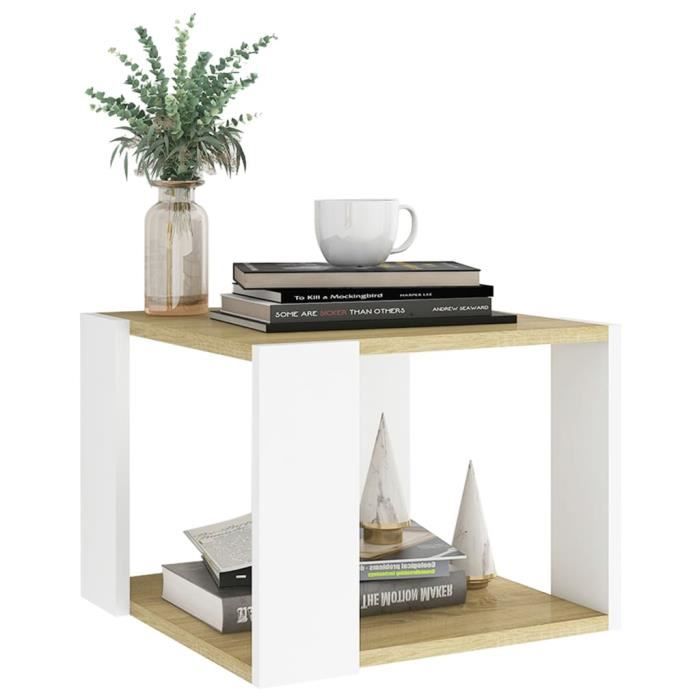 ABB Table basse Chêne sonoma et blanc 40x40x30 cm Bois d'ingénierie ...