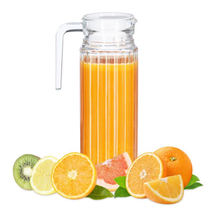 Lot De 2 Carafes à Eau 1L En Plastique Avec Couvercle - Pichet Hermétique Réutilisable
