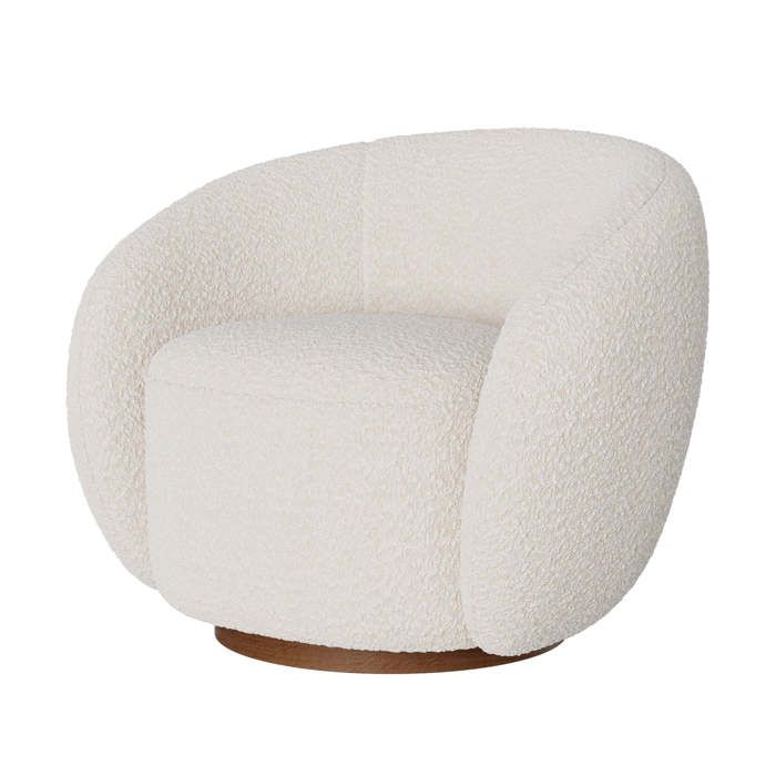 Fauteuil pivotant en tissu bouclé blanc - Naya - Maison Pavane Fauteuil pivotant en tissu bouclé blanc - Naya - Maison Pavane