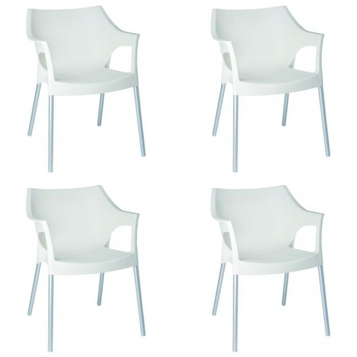 Resol Pole Designer En Plastique Jardin Fauteuil Blanc X4
