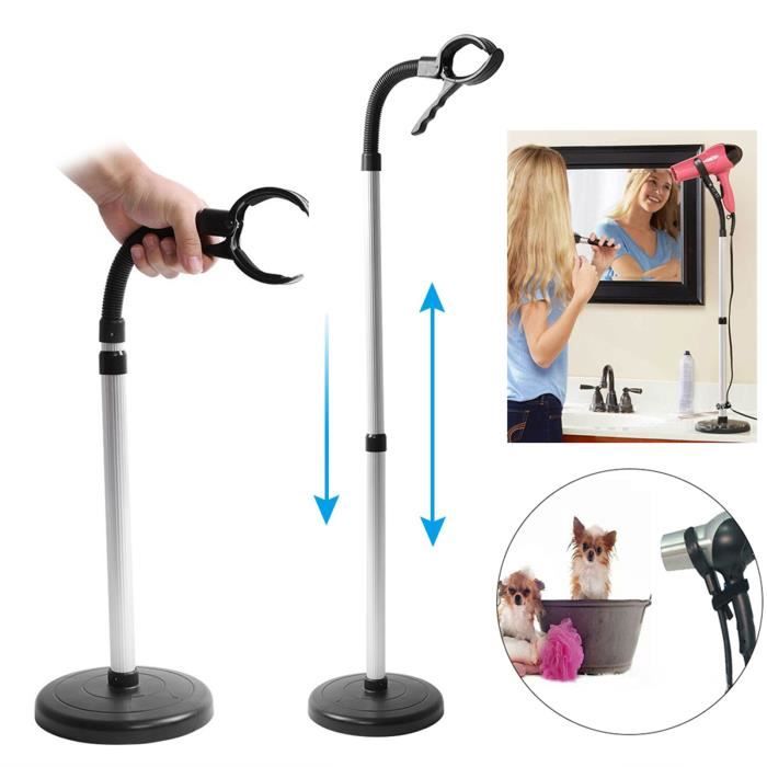 Support Sèche-Cheveux Réglable 75-150 Cm Mains Libres – Pied Stable Pour Coiffure & Maquillage Salle De Bain