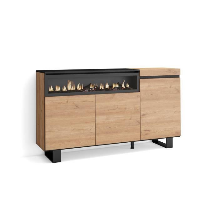 Buffet Bahut Enfilade Meuble de Séjour 150x35x87cm 1feu électrique Chêne et noir RF2519 Buffet Bahut Enfilade Meuble de Séjour 150x35x87cm 1feu électrique Chêne et noir RF2519