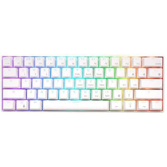 RK ROYAL KLUDGE RK61 Clavier de Jeu MéCanique Filaire à 60 % Interrupteur  Ultra-Compact Blanc Brun RéTroéClairé Bleu Glacier - Cdiscount Informatique