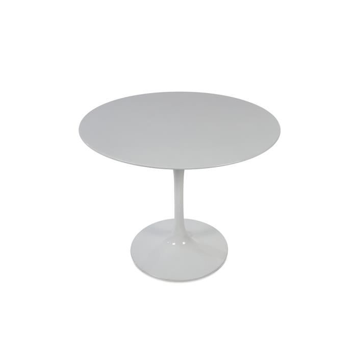 Table De Repas Fixe Ronde Laquee Blanche Tulipe 120 Cm Achat