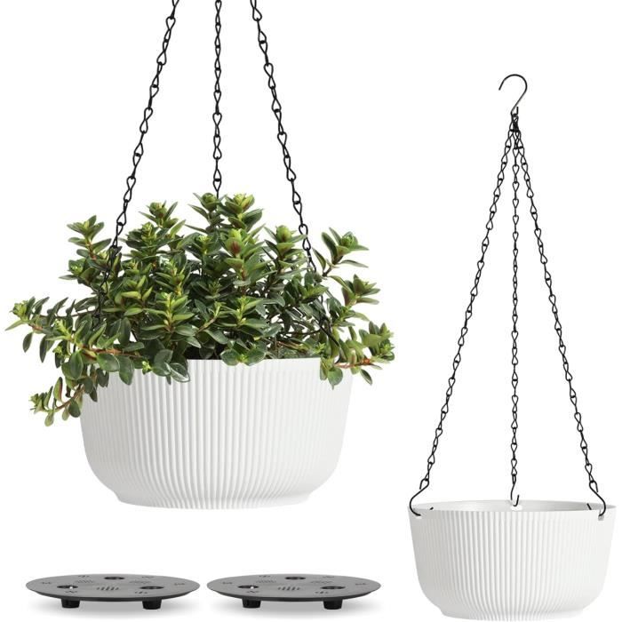 Pots De Fleurs Suspendus MissFox - Lot De 2, Diamètre 21 Cm, Arrosage Automatique Pour Balcon Et Jardin