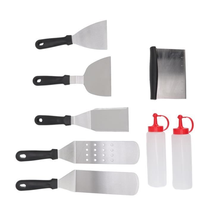 Set De 9 Spatules Et Accessoires De Barbecue Huolewa - Acier Inoxydable, Résistant Lave-vaisselle - Idéal Pour Plancha, Teppanyaki, Grillades