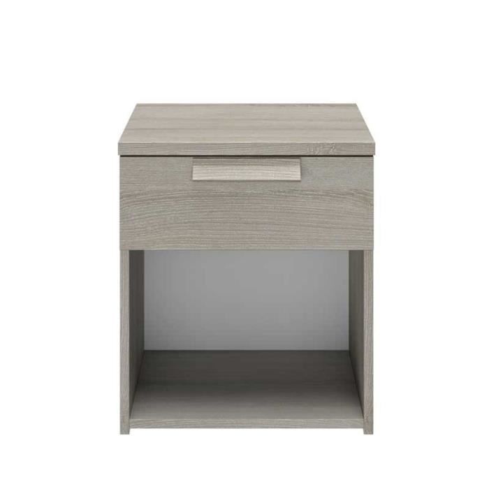 Table De Chevet 1 Tiroir 1 Niche Chene Gris Clair Ilora L 43