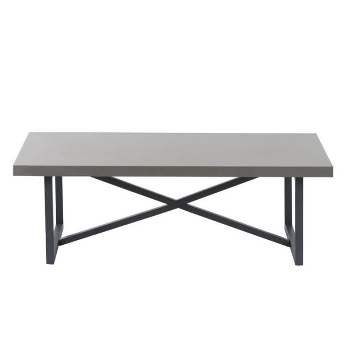 Table Basse Metal Bois Gris Bertolt L 120 X L 60 X H 40