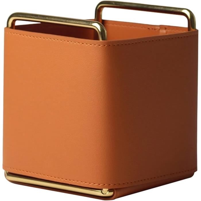 Pot à Pinceaux De Maquillage En Cuir PU – Organisateur Cosmétique Portable – Noir, 14 X 5,7 Cm – Parfait Pour Bureau Et Salle De Bain