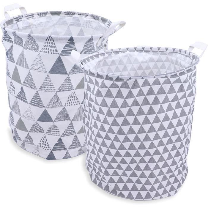 Corbeille à Linge Pliable Pop-Up 2 Pièces – Panier Linge Sale 75L Avec Poche Latérale – Noir – Idéal Chambre, Salle De Bain, Voyage, Enfant