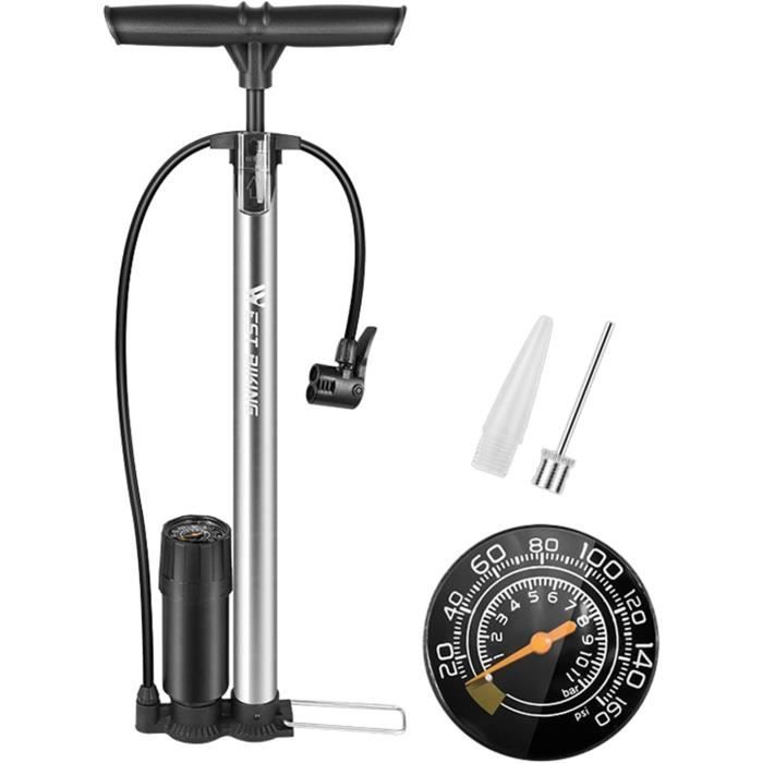 Pompe à Pied Double Cylindre Avec Manomètre – Gonfleur Vélo – Legierung Schwarz