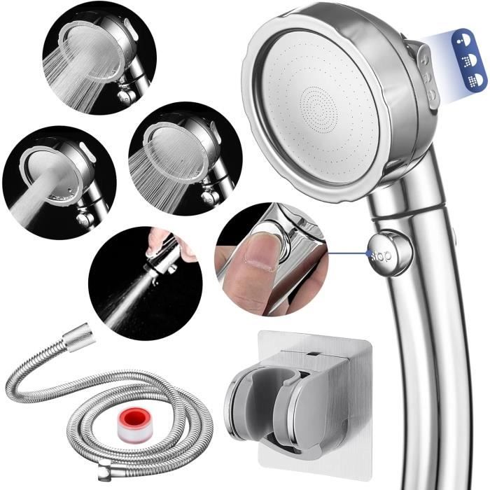 Pommeau De Douche Haute Pression 5 Modes - Économie D'Eau Et Massage | Finition Chrome | Neuf
