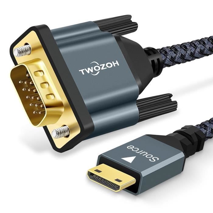 BIGtec Câble Mini HDMI Vers DVI 1,5m - Adaptateur Plaqué Or - Full HD 1080p - Pour Moniteurs Et PC