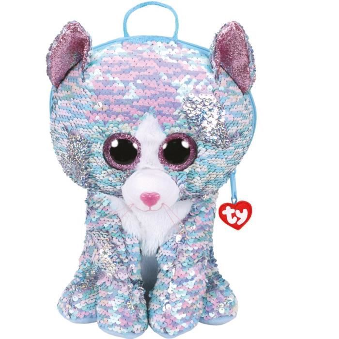 Sac à Dos Peluche Sequins 30 cm-Whimsy Le Chat Ty TY95033 Multicolore 