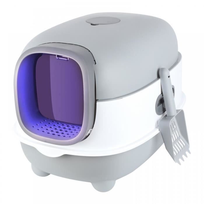 Comparer les prix de Bac à litière pour chat VARIVIDA - avec pack désodorisant et lampe ultraviolette UV - Gris