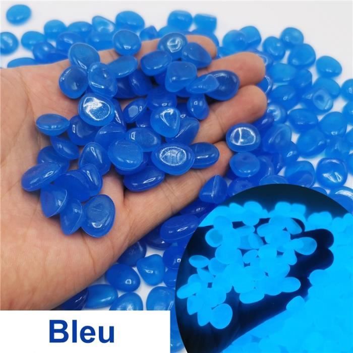 Comparer les prix de 300pcs Décoration d'aquarium pierre lumineuse décoration de jardin lumineuse petit gravier matériau en résine 13-17mm bleu marine