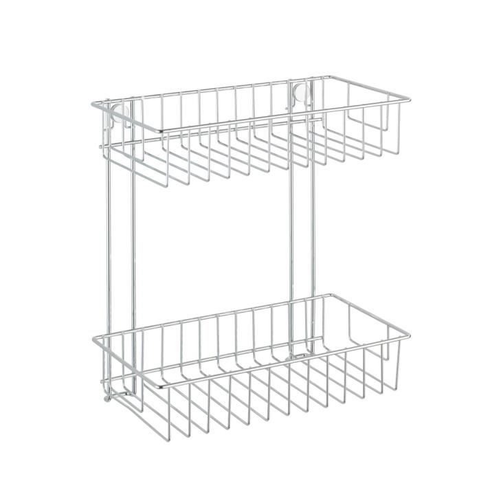 Etagère murale salle de bain Classic - WENKO - 2 paniers de douche - Acier brillant