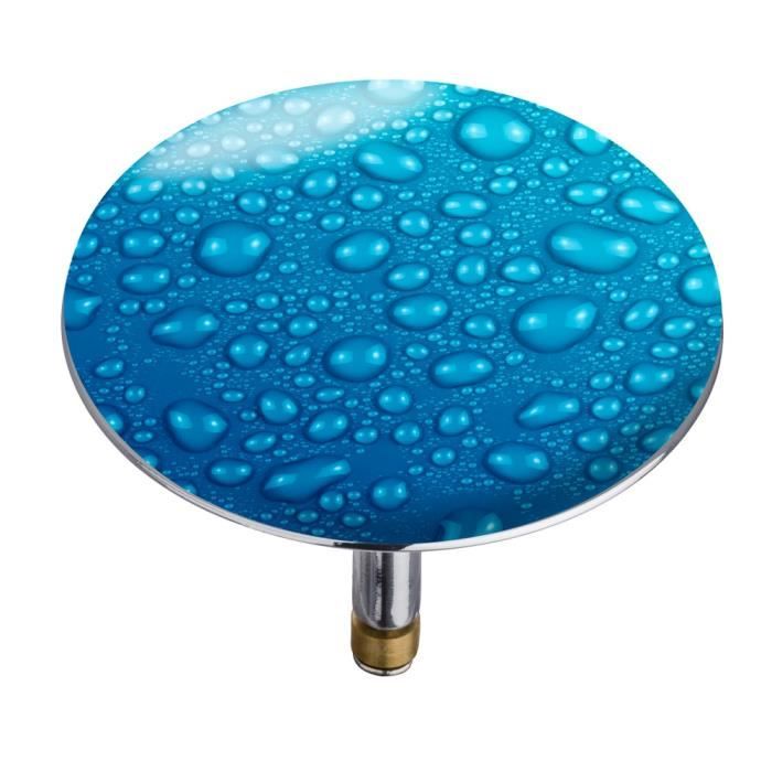 WENKO Bouchon d'évier Pluggy® XXL, Bonde de lavabo, Waterdrop, Laiton, Ø 7,5 x 6 cm, Bleu