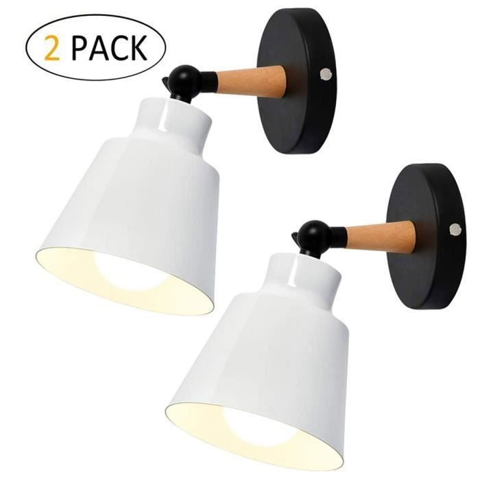 UNI 2 Pack Moderne Applique Murale Intérieur Cage en Métal E27 Plafonnier en Métal Design Macaron Blanc