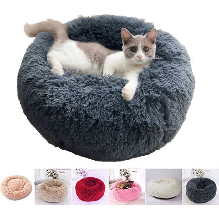 Meilleurs prix pour Panier Rond pour Chien et Chat en Peluche Douce et Confortable pour Dormir en Hiver - Gris foncé -50cm