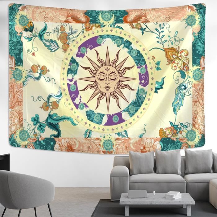 Superbe Tapisserie Murale Celtique 150x100cm - Vert Psychédélique - Déco Maison Moderne Pour Salon Et Chambre
