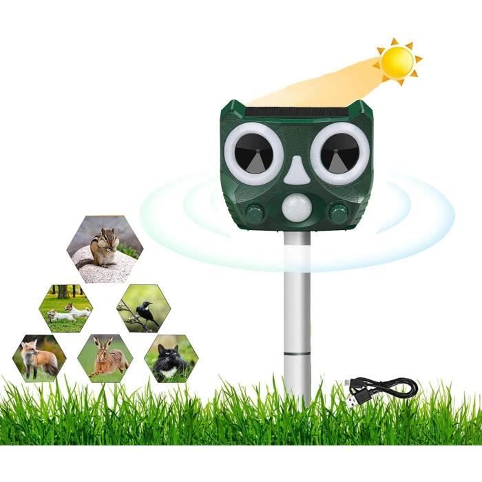 Répulsif Chat Ultrason Solaire 3 Modes - Repulsif Animaux Extérieur IP54 Avec Détecteur Et Flash Pour Chiens Chats Rongeurs