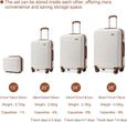 Kono Set de 4 Valises Rigide Trolley Bagages ABS Valise de Voyage (13/20/24/28cm) Cabine à Main Valise 4 roulettes et Serrure TSA-1
