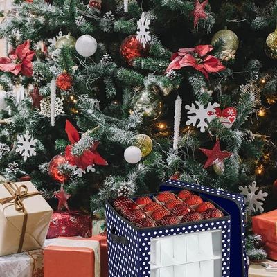 Boîte de Rangement Boules de Noël en Tissu Oxford Boite Rangement