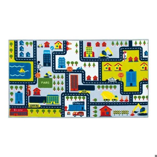 Tapis Circuit Voiture Pour Enfant – 90x140 Cm, Antidérapant, Lavable, Jeu De Route Urbaine